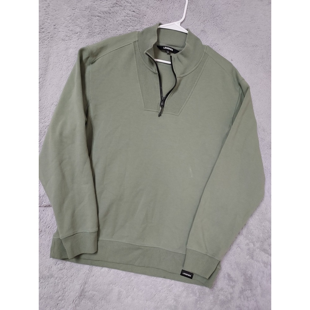 Legends Pullover Mens Large Quarter Zip Sweatshirt Green Highland Mocke Neck L